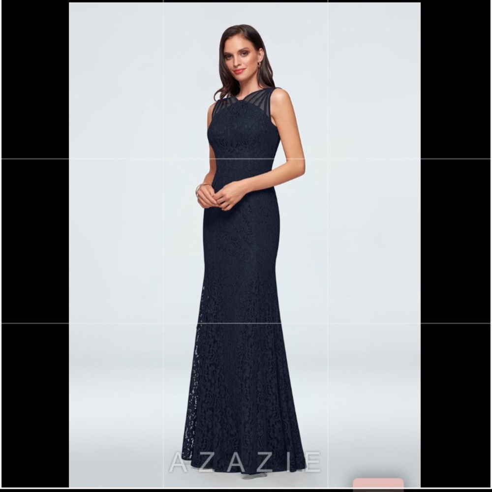 NWT Azazie Alabaster navy lace gown. Stunning!  5⭐️ Seller/Posh Ambassador.